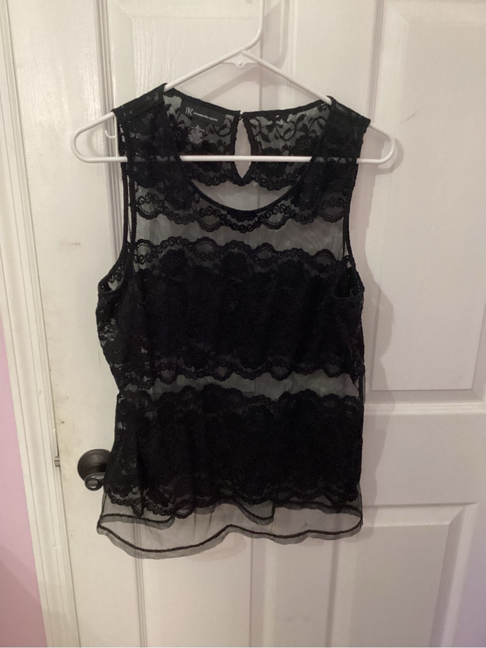 INC International Concepts Black Lace Sheer Sleeveless Camisole